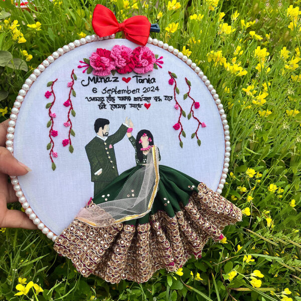 Embroidery Wedding Hoop Art-  By handmade products